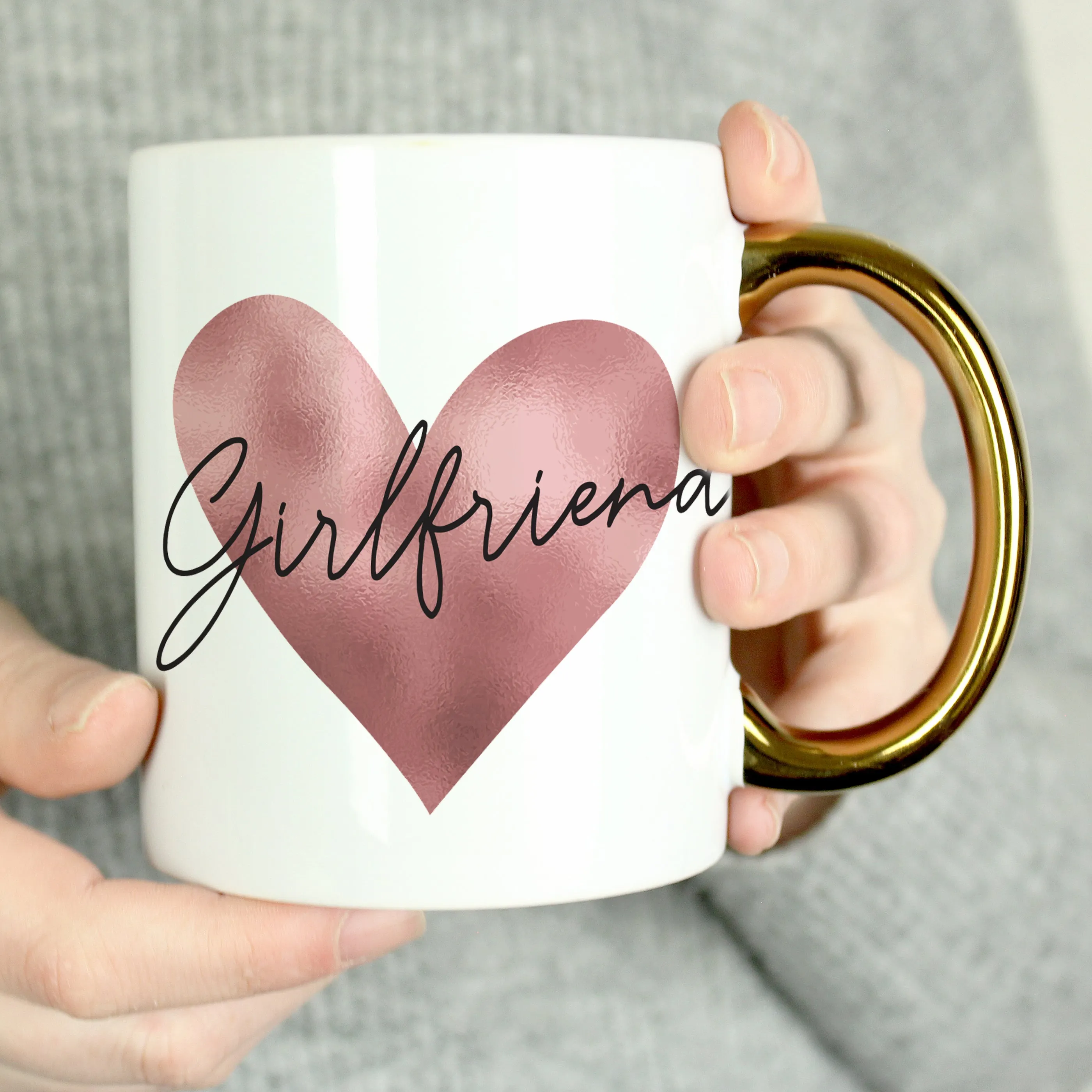 Personalised Heart Gold HandLED Mug