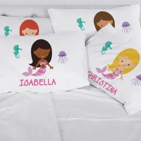 Personalized Kids Mermaid Sleeping Pillowcase | Custom Pillow for Kids