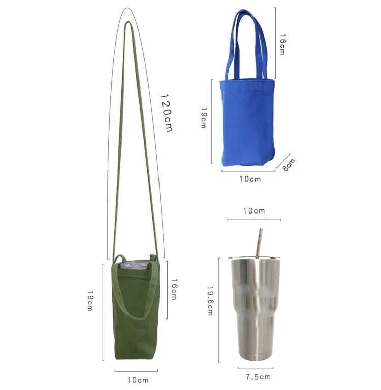 Portable Water Cup Coffee Bag Outdoor Thermal Insulation Solid-Color Canvas Cup Cover, Specification: Crossbody (Yellow)