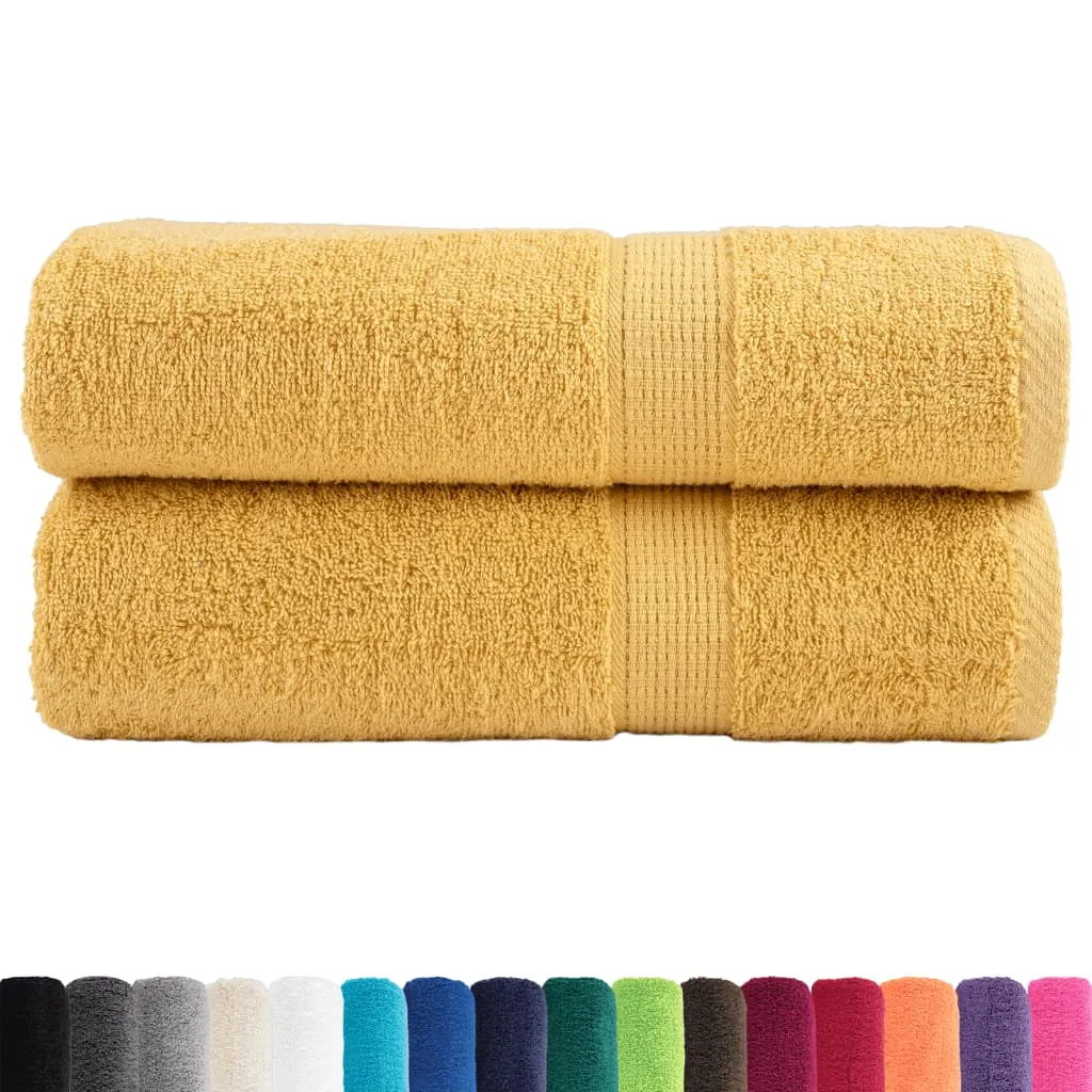 Premium Bath Towels 2pcs Gold 100x150cm 600gsm 100% Cotton