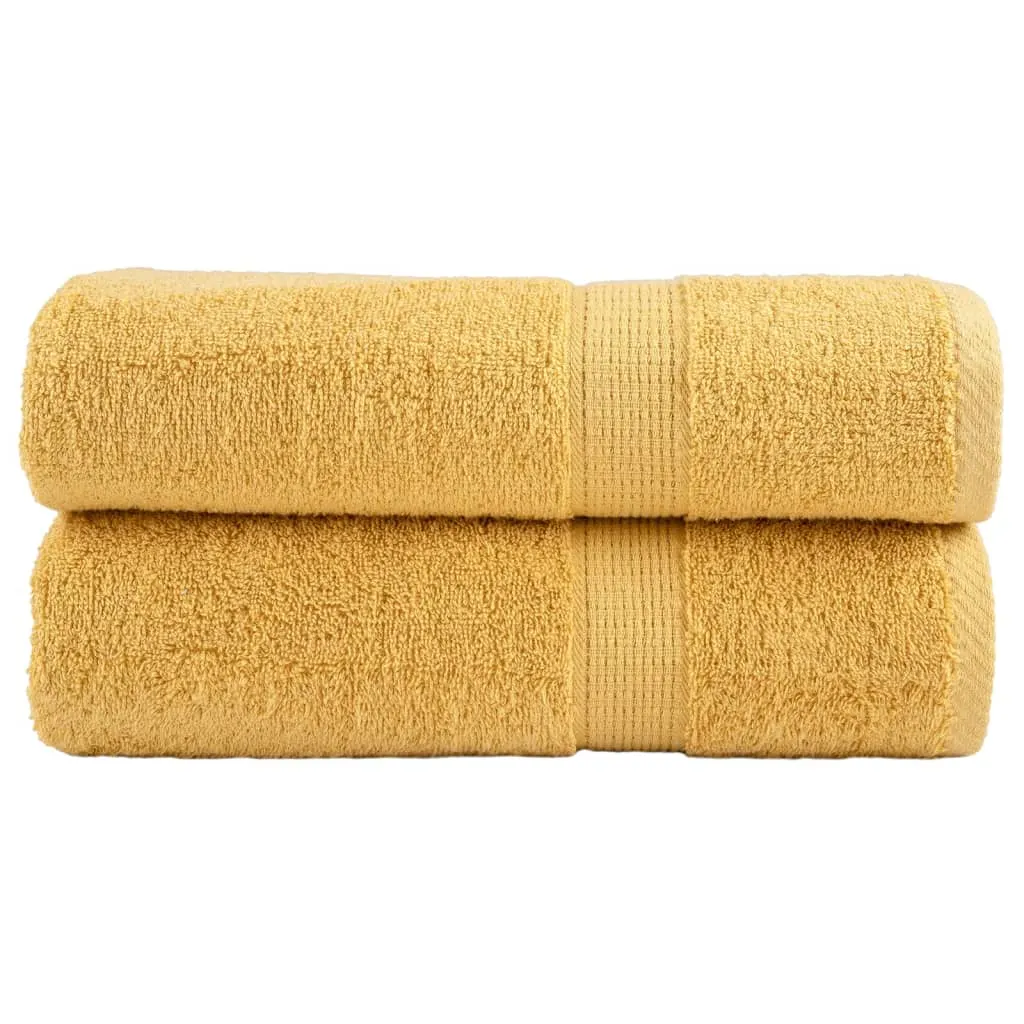 Premium Bath Towels 2pcs Gold 100x150cm 600gsm 100% Cotton