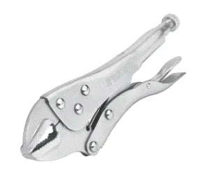 Pretul Curved Jaw Locking Pliers for Tightening, Clasping, Twisting and Turning. Made with heat-treated alloy steel and Nickel-plated finish for increased corrosion resistance. Ideal for welders, mechanics and carpenters