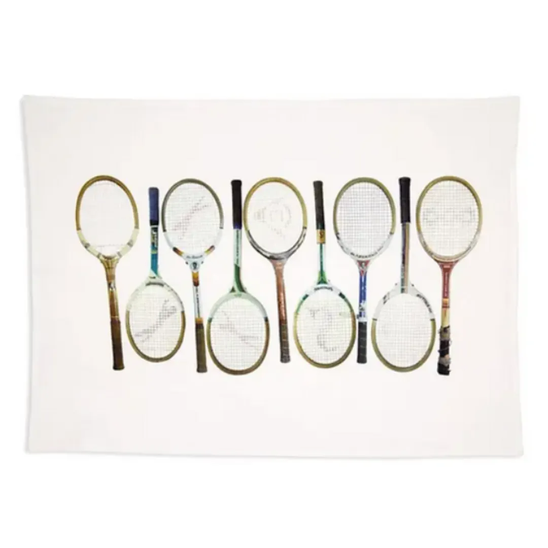 Racquet Line Up Linen Tea Towel