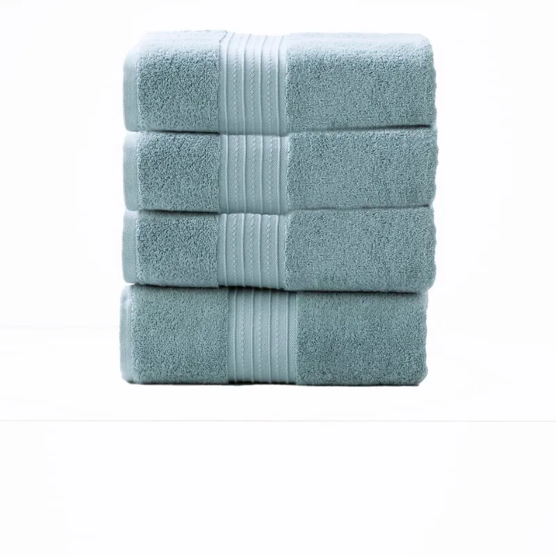 Renee Taylor Brentwood Low Twist 4 Piece Gray Mist Bath Towel Pack