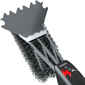 Safe/Clean Ceramic Nylon Grill Brush with Scraper - Metal Bristle Free