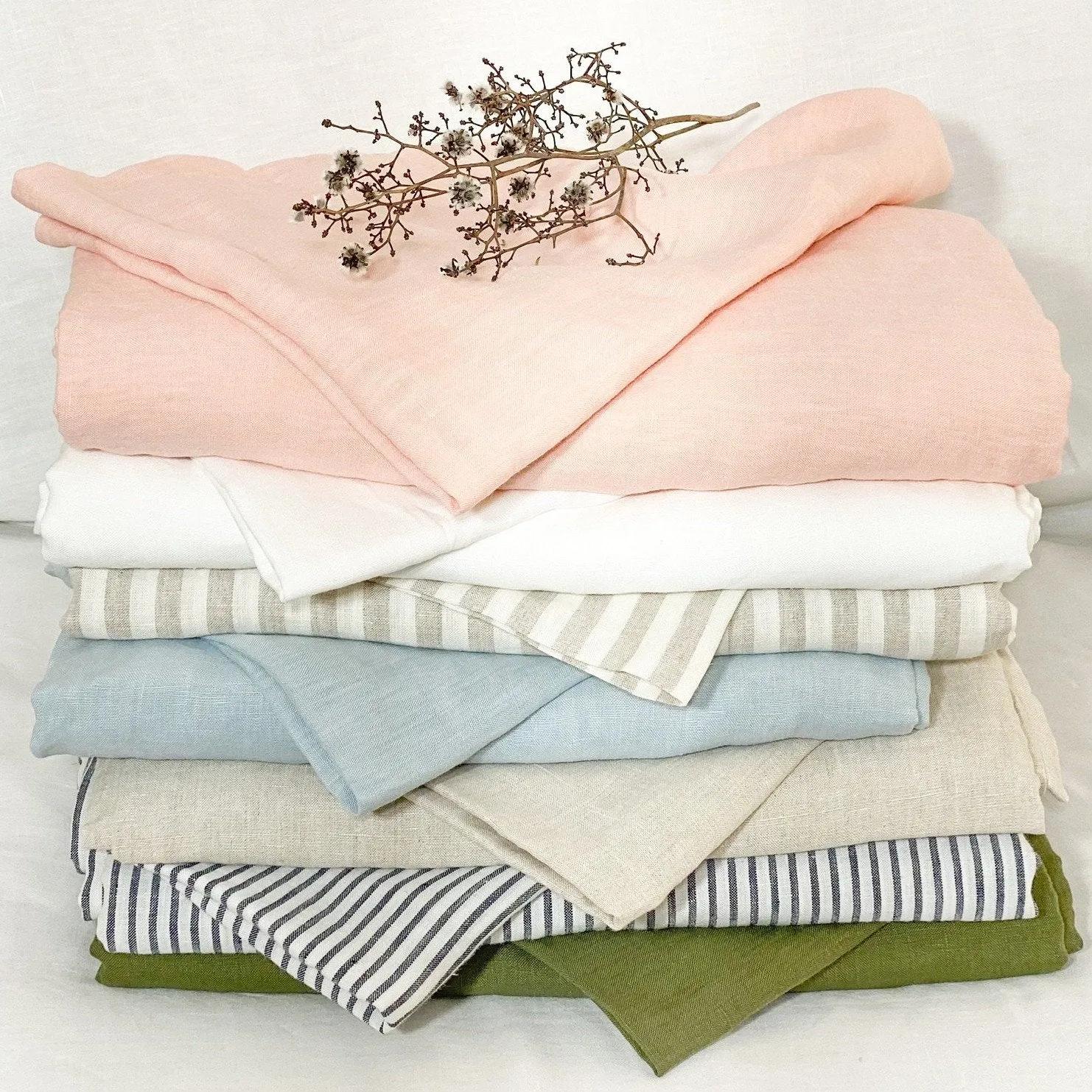 Salmon Linen Fitted Sheet