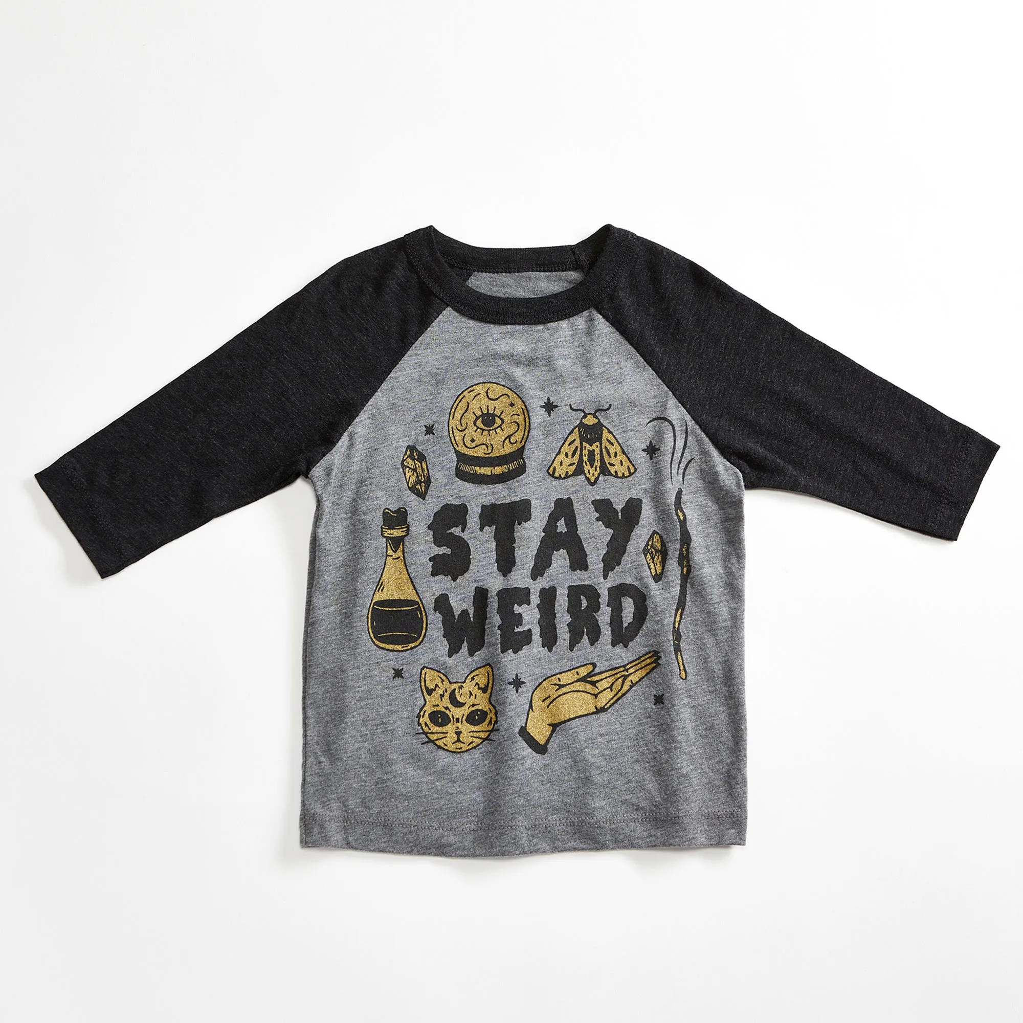 Stay Weird Heather Grey/Black Raglan Kids T-Shirt