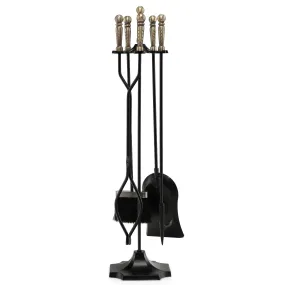 Tangkula 5-Piece Fireplace Tool Set, Heavy Duty Fire Wood Tool Set with Tong, Brush, Shovel, Poker, Stand