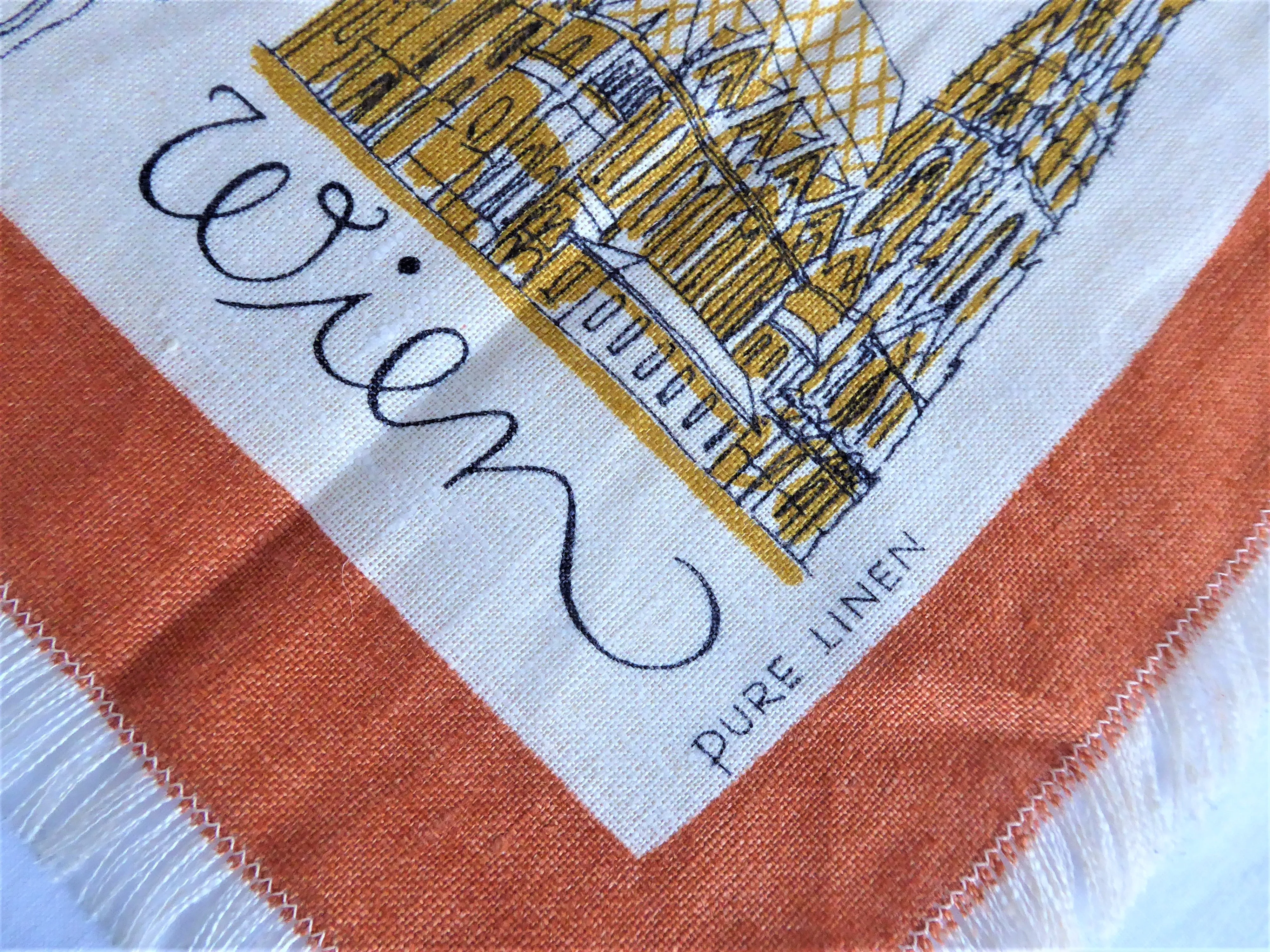 Tea Towel Vienna Wien Souvenir Linen Mid Century Colors 1960s Landmarks