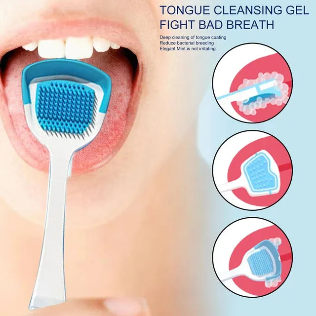 Tongue Cleaning Kit -Tongue Cleaning Gel with Silicone Brush