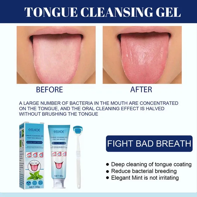 Tongue Cleaning Kit -Tongue Cleaning Gel with Silicone Brush