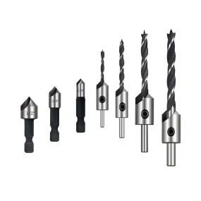 toolant Countersink Drill Bits Set 7Pcs Round & Hex Shank