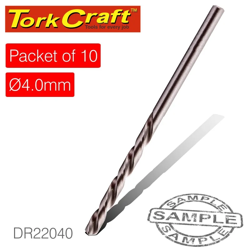 TORK CRAFT DRILL HSS 4.0MM 135DEG 10 PACK INDUSTRIAL BIT DR22040