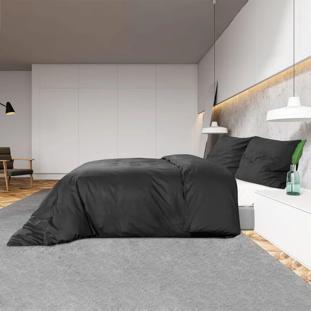 vidaXL Duvet Cover Set Black 135x200 cm Cotton