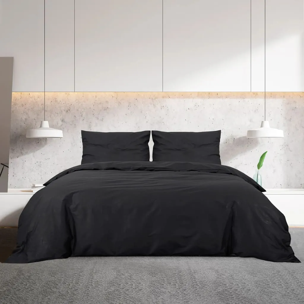 vidaXL Duvet Cover Set Black 135x200 cm Cotton