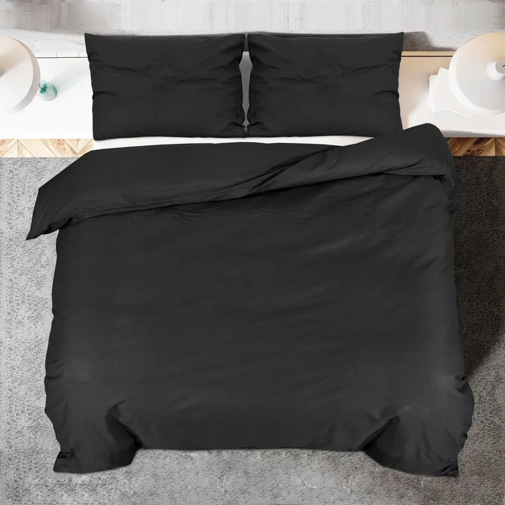 vidaXL Duvet Cover Set Black 135x200 cm Cotton