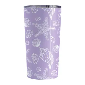 White Seashell Pattern Purple Beach Tumbler Cup