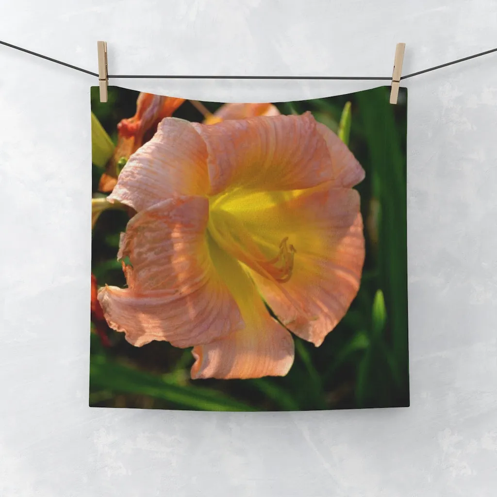 Yellow and Peach Flower Face Towel