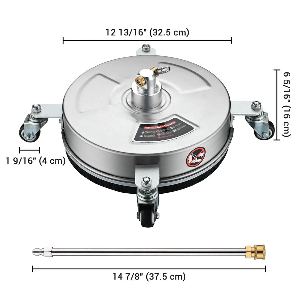 Yescom 13in Pressure Washer Surface Cleaner Stainless Steel